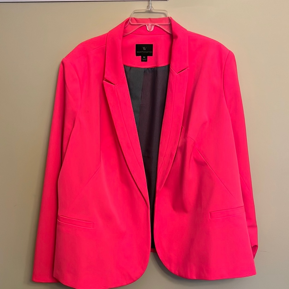 Womens Blazer - Open Faced. Fuchsia, Size 3X